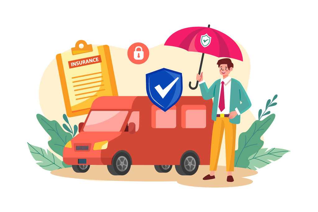 ilustração de homem com uma van evidenciando a segurança que um seguro de van proporciona