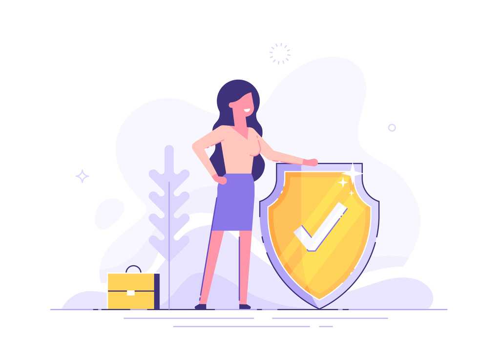 ilustração de mulher contando com o seguro empresarial